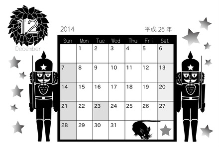 12月のカレンダー(2014年) D-001036 のカレンダー