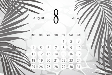8月のカレンダー D-001695 のカレンダー