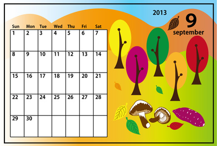 2013年9月カレンダー（カラー） D-001051 のカレンダー