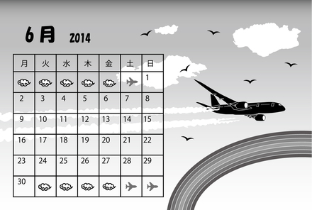 6月のカレンダー D-001479 のカレンダー