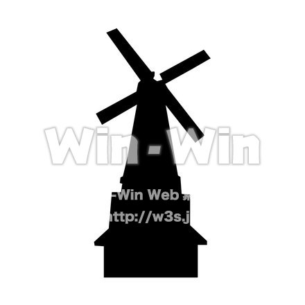 風力発電のシルエット素材 W-000315