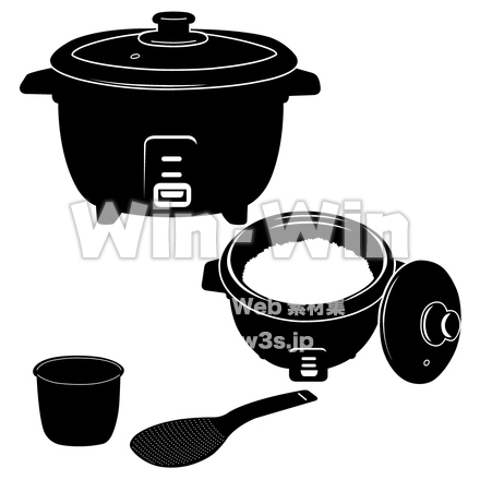 炊飯器のシルエット素材 W-001349