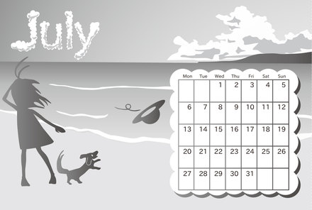 7月のカレンダー D-003328 のカレンダー