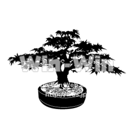 もみじ盆栽のシルエット素材 W-002968