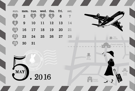 2016年5月カレンダー D-003756 のカレンダー
