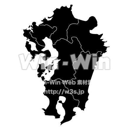 九州地図のシルエット素材 W-002052