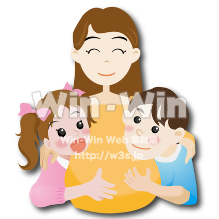 親子とお腹の中の赤ちゃんのCG・イラスト素材 W-002262