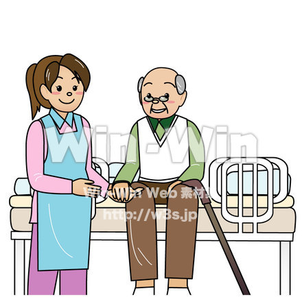 介護士とおじいさんのCG・イラスト素材 W-003170