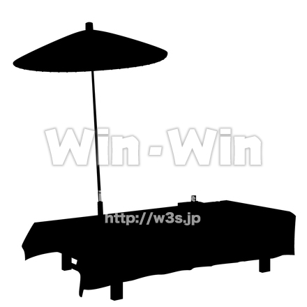 野立て傘と床机のシルエット素材 W-002932