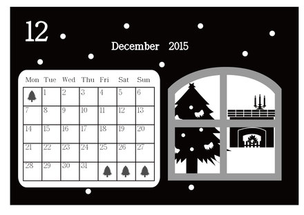 2015年12月のカレンダー D-003332 のカレンダー