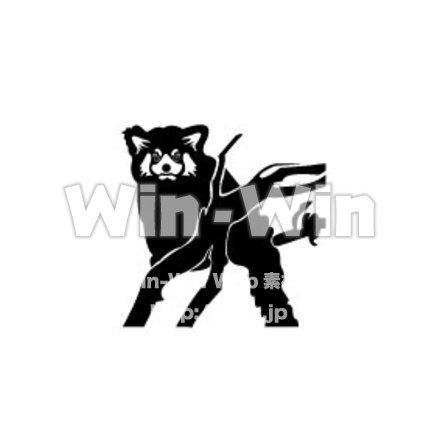 レッサーパンダのシルエット素材 W-003519