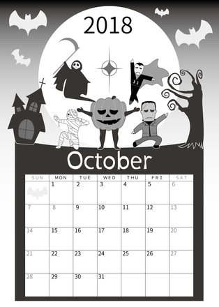 2018年10月カレンダー D-004859 のカレンダー