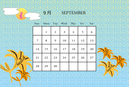9月のカレンダー D-004603 のカレンダー