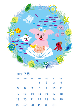 2020年7月のカレンダー D-005775 のカレンダー
