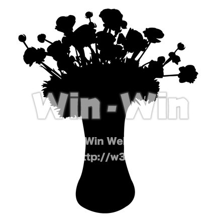 花瓶の花のシルエット素材 W-004700