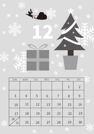 12月カレンダー D-005025 のカレンダー