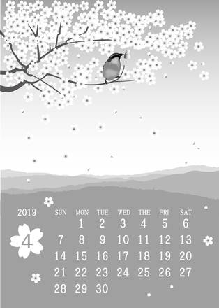2019年4月カレンダー D-005020 のカレンダー