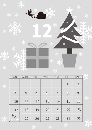 12月のカレンダー D-005169 のカレンダー