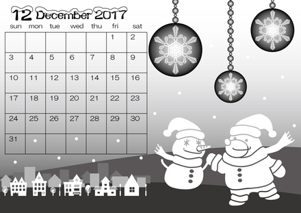 2017年12月カレンダー D-004422 のカレンダー