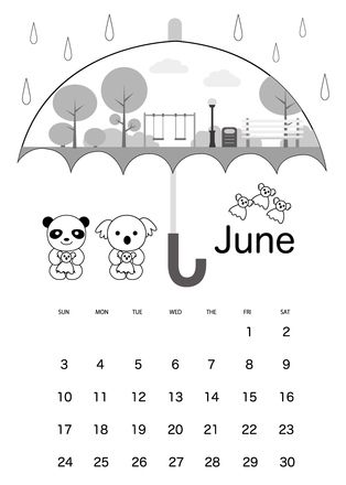 ６月のカレンダー D-005120 のカレンダー