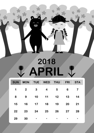 4月のカレンダー D-005106 のカレンダー
