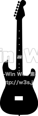 ギターのシルエット素材 W-006878