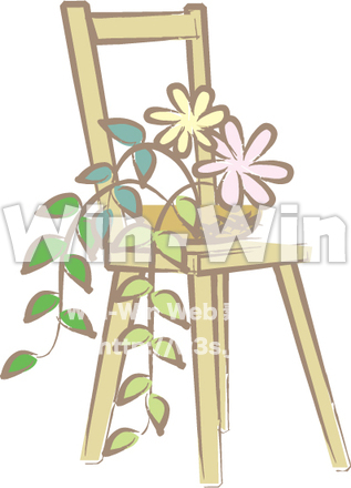 椅子に花のCG・イラスト素材 W-006617