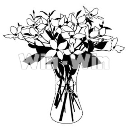 花瓶の花のシルエット素材 W-006334