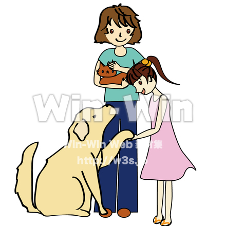 ペットと家族のCG・イラスト素材 W-006348