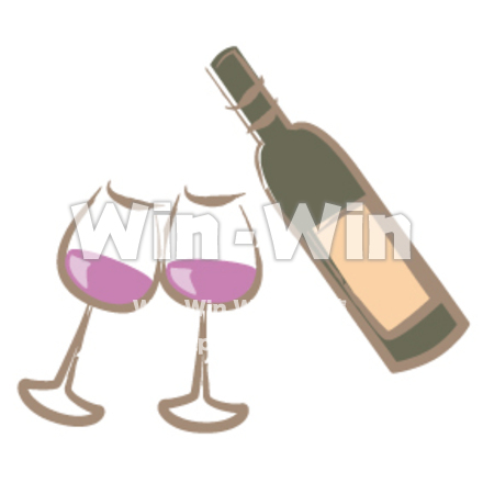 ワイングラスとボトルのCG・イラスト素材 W-011780