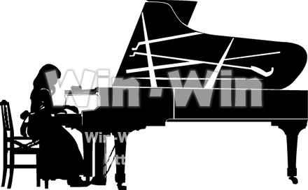 ピアノ発表会のシルエット素材 W-013947