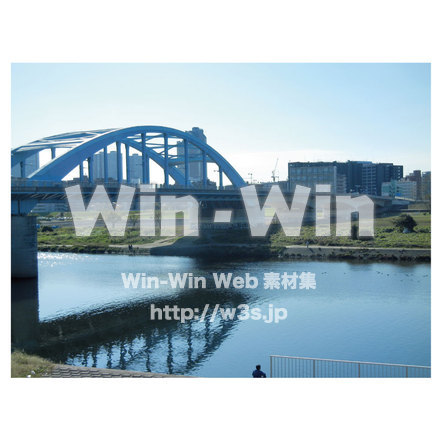 多摩川と丸子橋の写真素材 W-013259