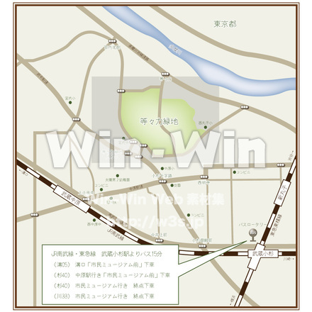 等々力緑地周辺地図のCG・イラスト素材 W-013715