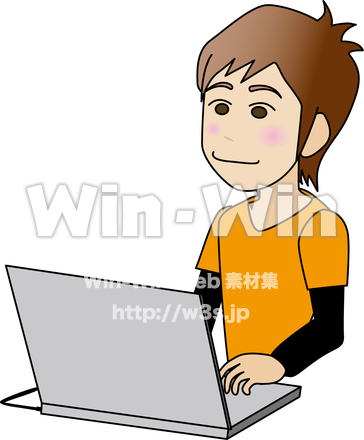 パソコンをする男性のCG・イラスト素材 W-012066