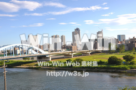 丸子橋と中原区の写真素材 W-014816