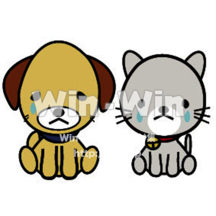 泣いている犬猫のCG・イラスト素材 W-014261