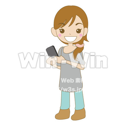 携帯電話を持つ女性のCG・イラスト素材 W-015236