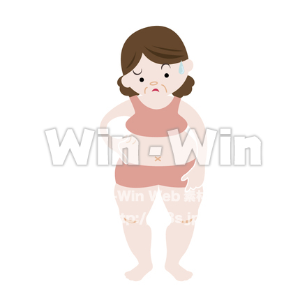 中年女性のo脚、肥満、のCG・イラスト素材 W-015803