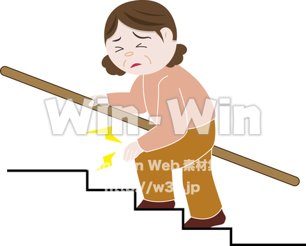 階段をのぼるおばさんのCG・イラスト素材 W-016031