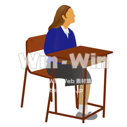 椅子に座った女の子のCG・イラスト素材 W-017283