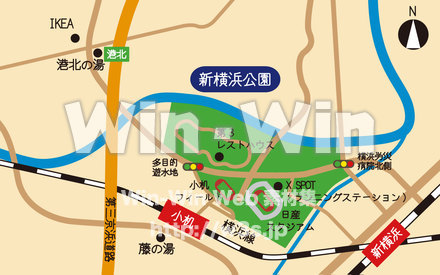 新横浜公園までの地図のCG・イラスト素材 W-019292