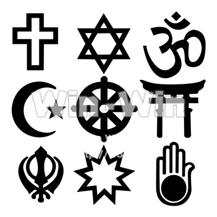 色々な宗教のシンボルのシルエット素材 W-018270