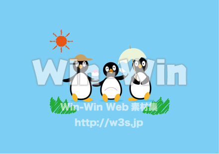 熱中症対策ペンギンのCG・イラスト素材 W-019142