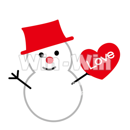 バレンタイン雪だるまのCG・イラスト素材 W-018330