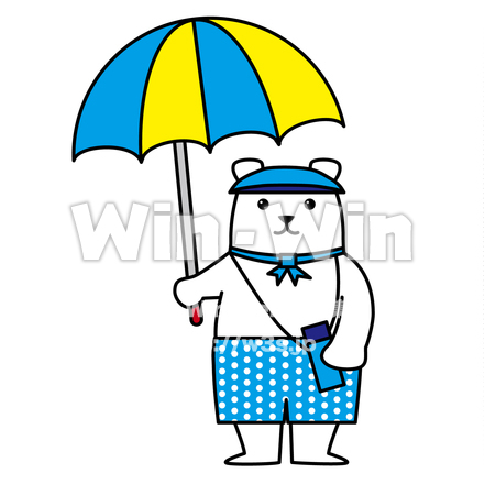 傘を持っているシロクマのCG・イラスト素材 W-019245