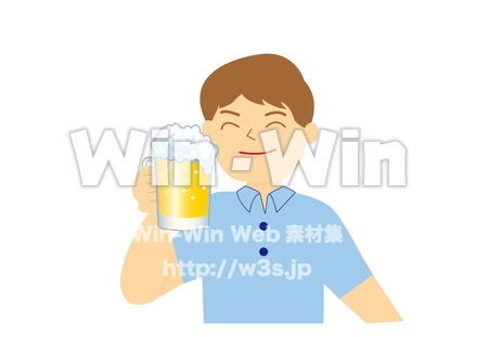 ビールを飲む男性のCG・イラスト素材 W-019270