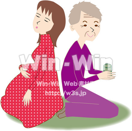妊婦さんとおばあさんのCG・イラスト素材 W-019943
