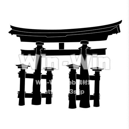 厳島神社の大鳥居のシルエット素材 W-018294