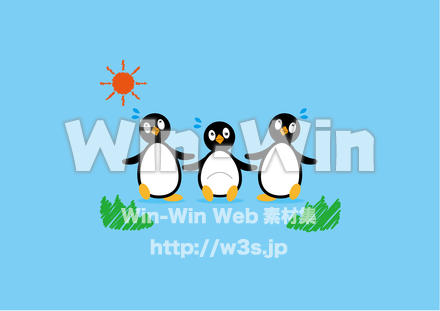 熱中症ペンギンのCG・イラスト素材 W-019141