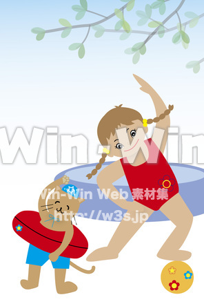 夏！水遊びのCG・イラスト素材 W-022513